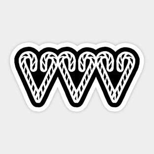 White Line Candy Cane Hearts for Christmas Sticker